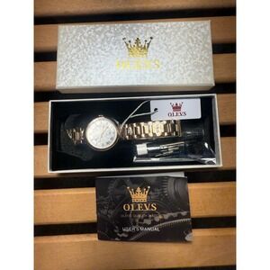 OLEVS Gold Luxury Quartz Women Dress Watch Roman Numerals Stainless Steel Band